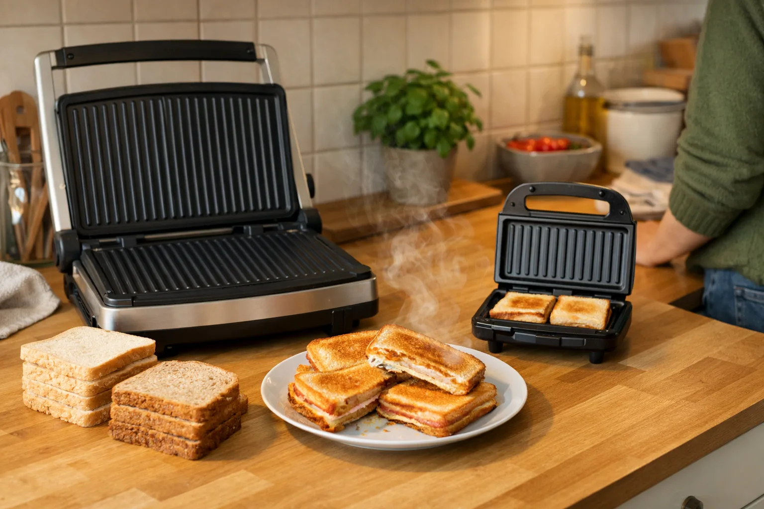Stor och liten smörgåsgrill jämförda.